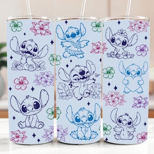 Disney Lilo and Stitch Insulated Tumbler, Stitch Theme Stainless Steel Tumbler, Disneyland Trip Steel Water Bottle, Wdw Cute Girls Tumbler