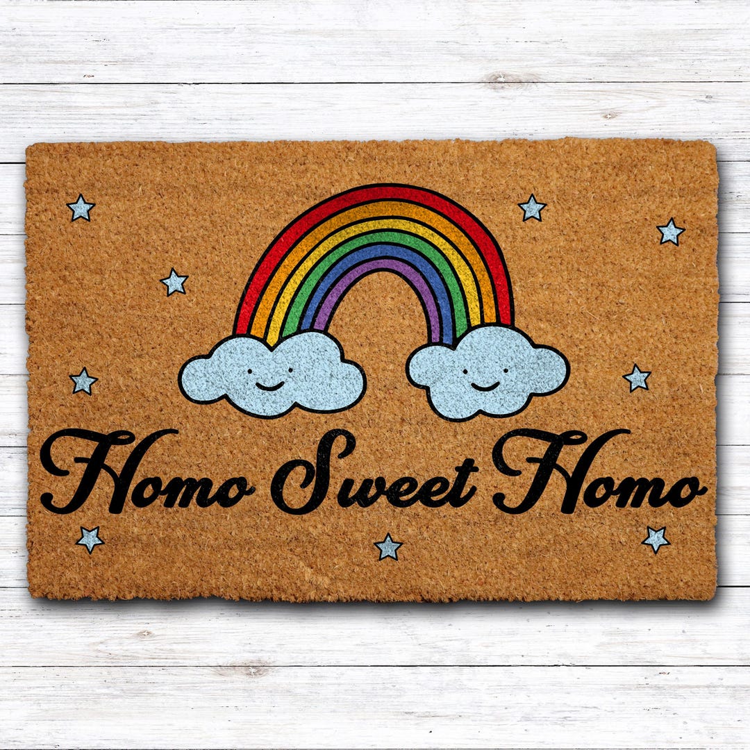 Welcome Homos Rug Homo Sweet Doormat, LGBTQ Welcome Mat, Rainbow Porch Coir Rug, Pride ...