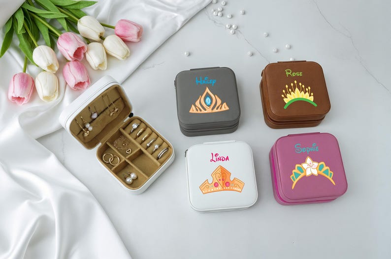 Tiara Boxes Personalized Princess Jewelry Box, Bridal Shower Gift, Girls Travel ...
