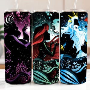 The Little Mermaid Inspired Stainless Steel Tumbler, Disney Princess Ariel Insulated Tumbler Gift, Disneyland Trip Girls Tumbler With Straw