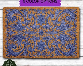Moroccan Ornate Doormat, Traditional Mediterranean Style Welcome Mat, Retro Boho Entryway Gift