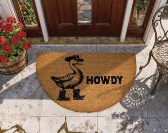 Howdy Cowboy Animal Doormat, Funny Western Welcome Mat, Cowboy Mouse Dog Raccoon Goose Frog & Cat Door Mat, Rustic Farmhouse Porch Decor