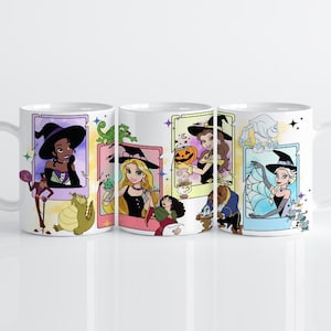 Disney Princess Halloween Theme Ceramic Mug, Magic Kingdom Girls Halloween Party Drinkware, Disneyland Spooky Season Trip Gift Pottery Cup