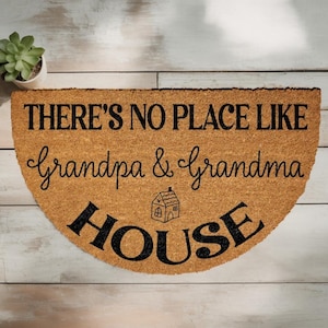 Custom There&#39;s No Place Like Nana & Papa&#39;s House Doormat, Personalized Grandparents Welcome Mat, Home Entrance Floor Rug, Housewarming Gift