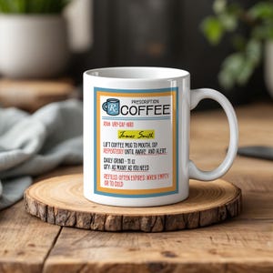 Personalized Coffee Prescription Design Pottery Mug, Funny Coffee Lovers Ceramic Cup, Doctor-Nurse Gift Coffee Mug, Unique Coffee Addict Mug