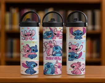 Custom Name Cute Alien Kids Tumbler, Personalized Steel Water Bottle, Back to School Gift, Vacation Travel Flask for Children