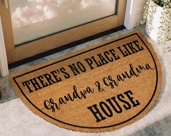 There's No Place Like Grandma and Grandpa's House Doormat, Custom Grandparents Welcome Mat, Personalized Nana Papa's Home Entrance Gift Mat