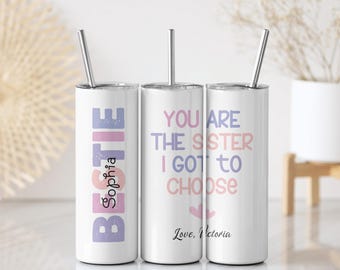 Personalized BFF Coffee Tumbler, Custom Name Soul Sister Insulated Cup, You Are The Friend I Got To Choose Quote Gift, Best Friend Keepsake