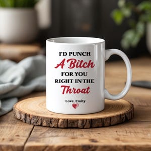 Tazza personalizzata &quot;Ti darei un pugno in gola&quot;, divertente tazza da caffè abbinata per le migliori amiche, simpatica tazza in ceramica da regalare ai migliori amici.