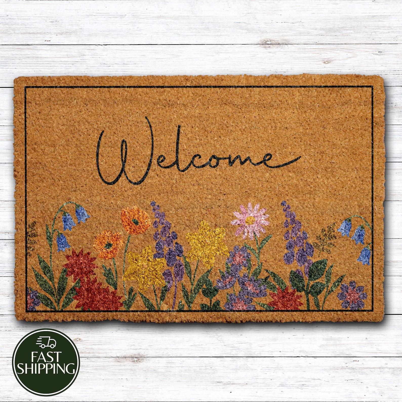 Wildflowers Pattern Welcome Mat - 18 x 30 Medium