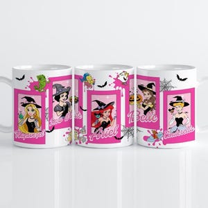 Wdw Princess Wearing Witch Hats Design Coffee Mug, Disney Girls Halloween Cup, Disneyland Pumpkin Season Gift Ceramic Cup, Spooky Disney Mug