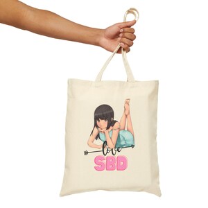 Cute Love SBD Cotton Canvas Tote Bag, Eco-Friendly Shopping Bag, Beach Tote, Gift for Her, Casual Carryall, Art Tote