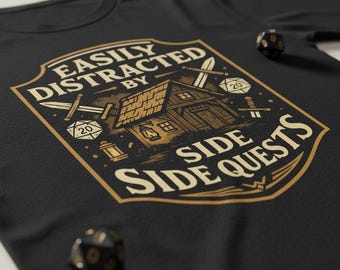 Easily distracted by Side Quests T Shirt |  RPG DnD Gamer Shirt| Fantasy Cottagecore