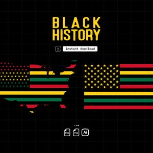 Schwarze Geschichte Monat US Flagge Karte Kunst - Themed Farbdruck, Wanddekoration, Geschenk für ein afroamerikanisches Erbe