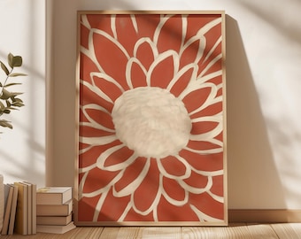 Terracotta Flower Wall Art Modern Boho Botanical Print Minimalist Bold Petal Illustration Contemporary Neutral Decor Digital Download Poster