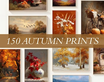 150 Autumn Prints Bundle Fall Gallery Wall Set Landscape Painting Printable Wall Art Digital Download Antique Fall Prints Autumn Decor