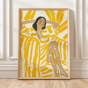 Yellow Abstract Woman Large Wall Art Contemporary Artwork Minimalist ...