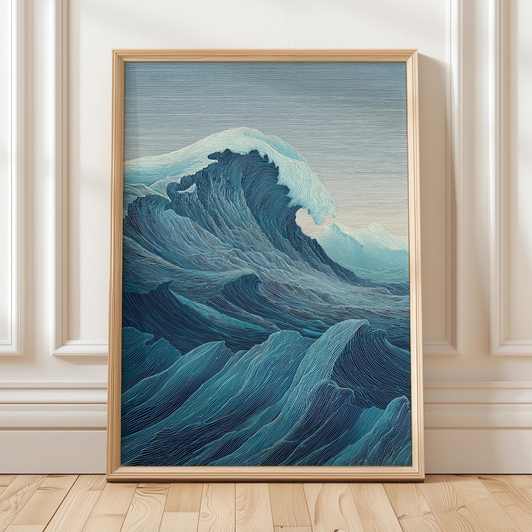 Ocean Wave Wall Art Blue Sea Print Modern Wave Artwork Abstract Water ...