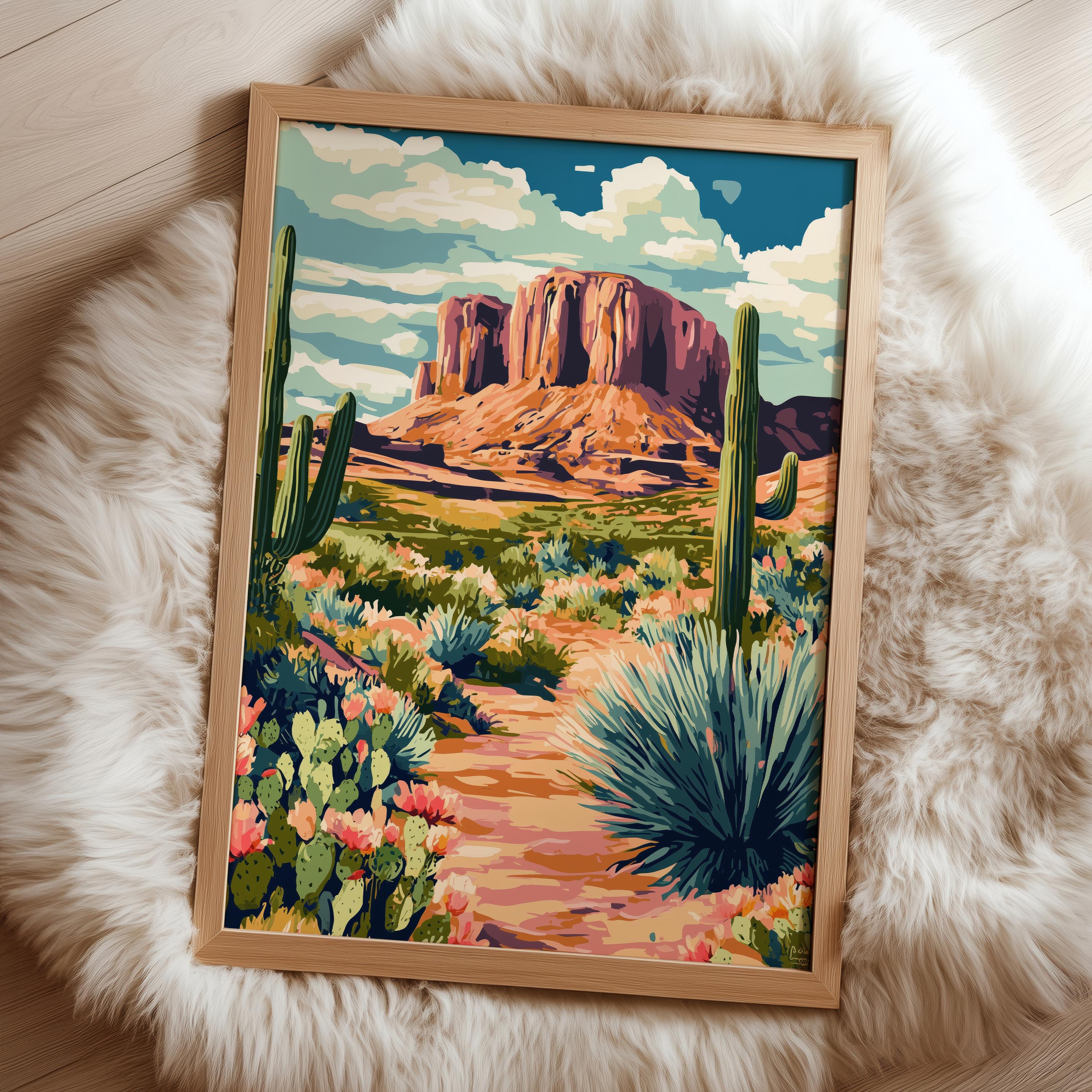 Southwest Desert Wall Art Cactus Landscape Print Western Nature Decor ...