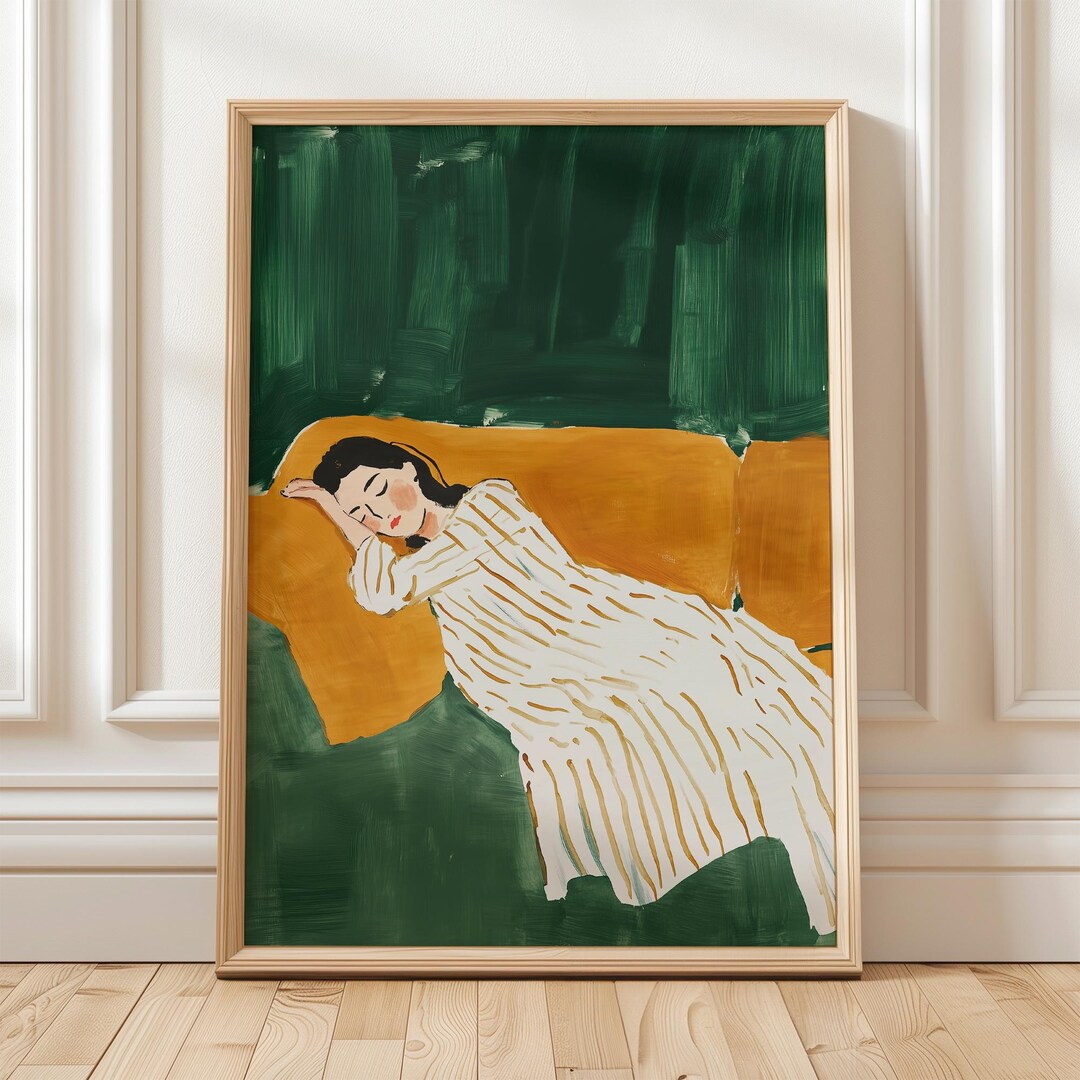 Abstract Woman Sleeping Print | Modern Feminist Wall Art | Emerald ...