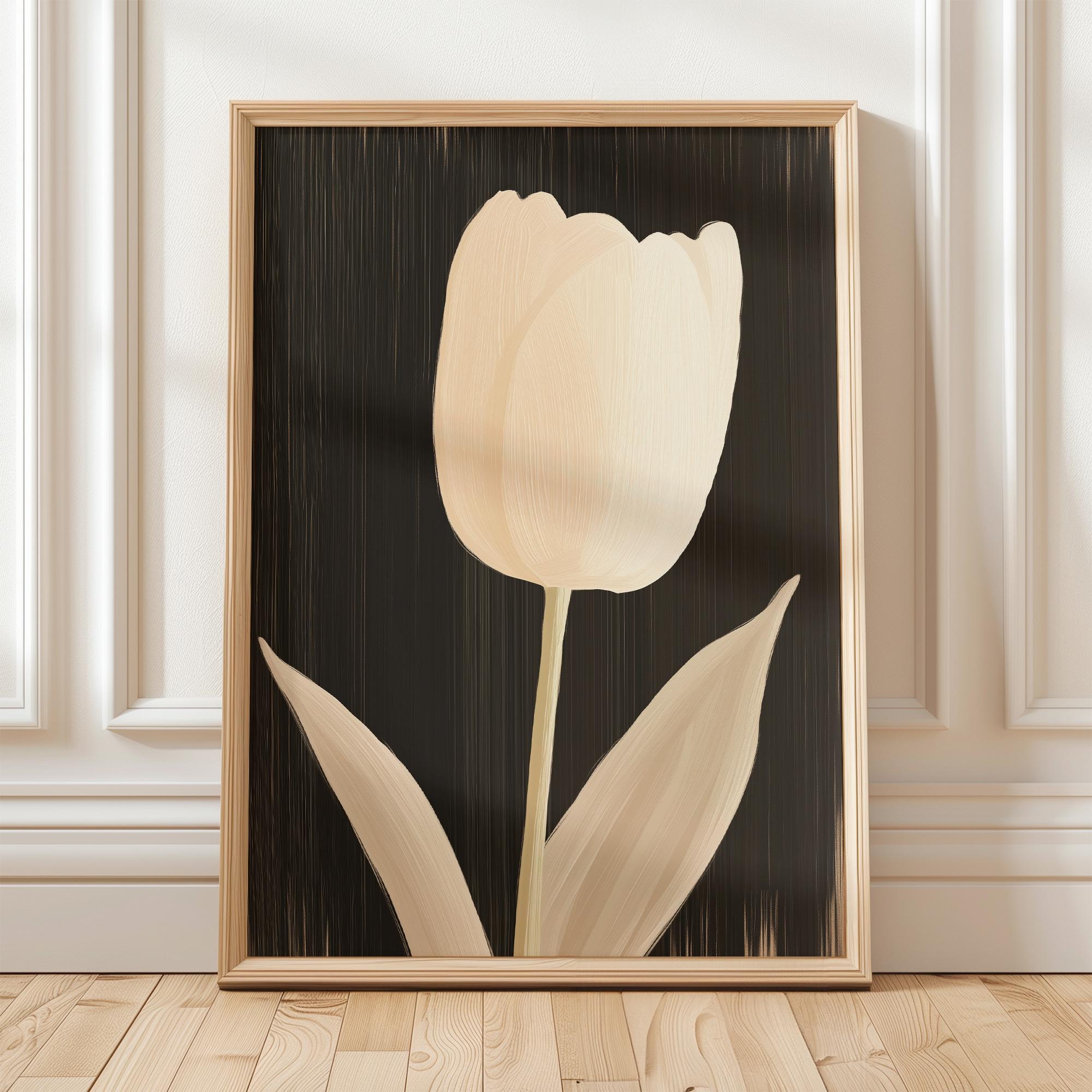 Minimalist Tulip Wall Art Neutral Flower Print Beige Botanical ...