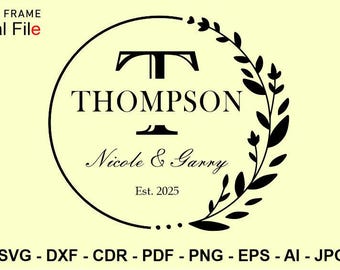 Family Name Floral Frame SVG: Laser Engraving Vector (Digital File)