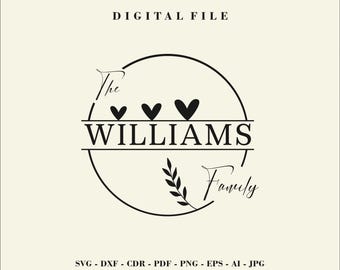 Family Name Floral Frame SVG: Cutting Board Laser Engraving (Digital File)