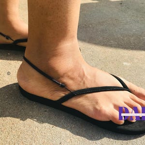 Einfach schwarz Hook & Go Sandale Harness Flip Flops Rückenriemen