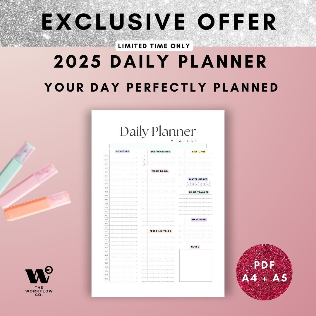Daily Planner Printable PDF Organize Your Day With Ease Undated Planner ...
