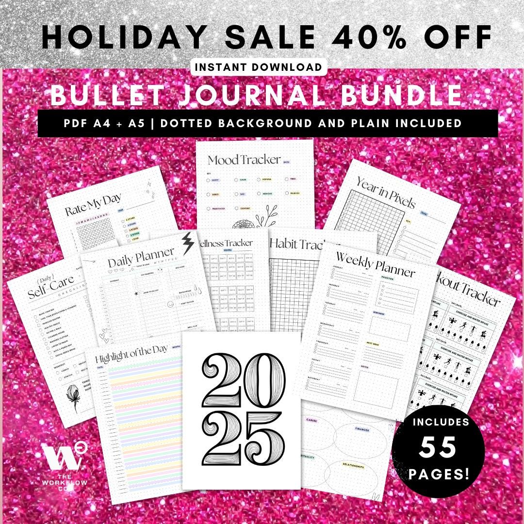 2025 Bullet Journal Printable 2025 BUNDLE, Digital Planner Pages, Year ...
