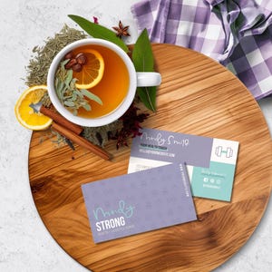 Cartes de visite pour coachs sportifs et sportifs | Alimentation | Image de marque holistique | Entraîneur personnel | Bien-être mental | Modèle de toile | EAF01