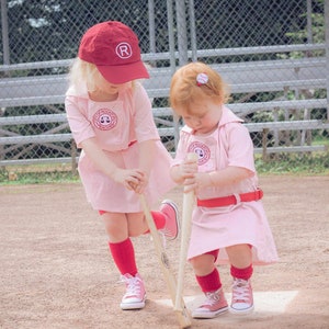 18 month, A League of Their Own Rockford Peaches inspired Dottie Baseball dress with belt and front patch, Halloween, birthday, pageant