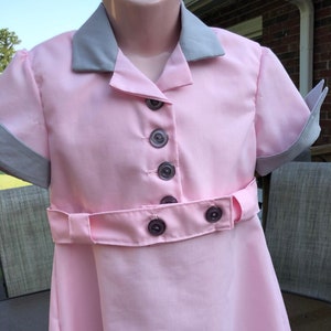 Lucy Chocolate Factory Costume Size 3T-8 girls, 50's Inspired Pink and Gray dress, Pink Bakers Hat, Lucy, Ethel, Halloween costume. image 1