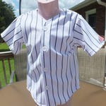 blue pinstripe baseball jersey
