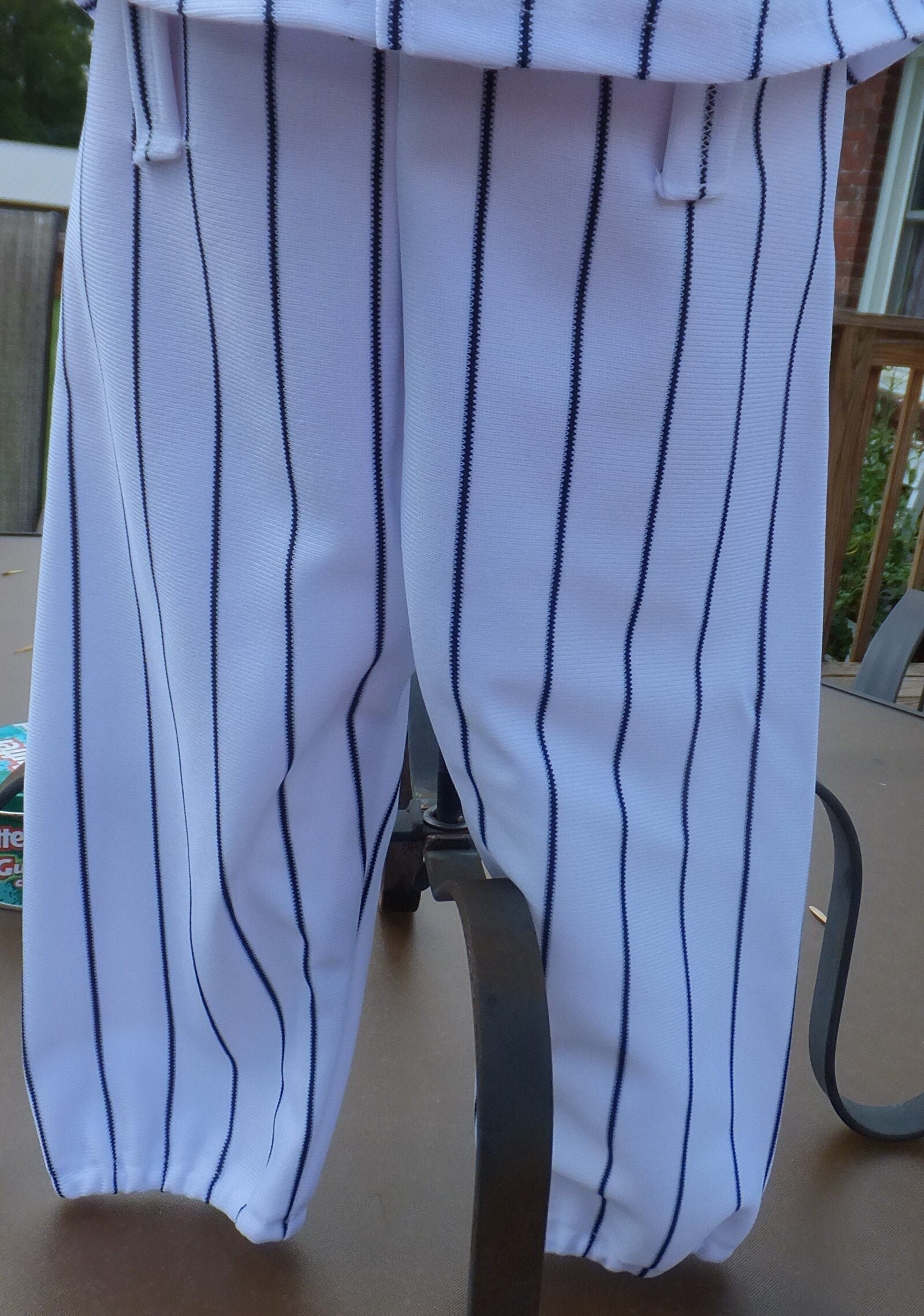 Navy and white pinstripe Knicker length baseball PANTS for infants - …