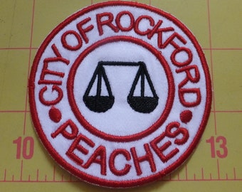 Rockford Peaches Embroidered Sew-On Patch - 3 inch by 3 inch, DIY, make your own costume