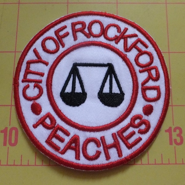 Rockford Peaches Embroidered Sew-On Patch - 3 inch by 3 inch, DIY, make your own costume