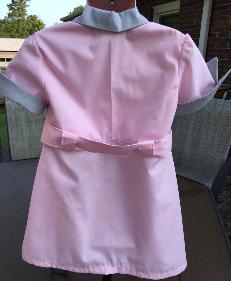 Lucy Chocolate Factory Costume Size 3T-8 girls, 50's Inspired Pink and Gray dress, Pink Bakers Hat, Lucy, Ethel, Halloween costume. image 5