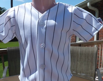 Toddler Black and white Pinstripe/Stripe Knit Baseball Jersey - 2T, 3T, 4T, No Embroidery or Vinyl, Birthday, cake smash, Wedding, Halloween