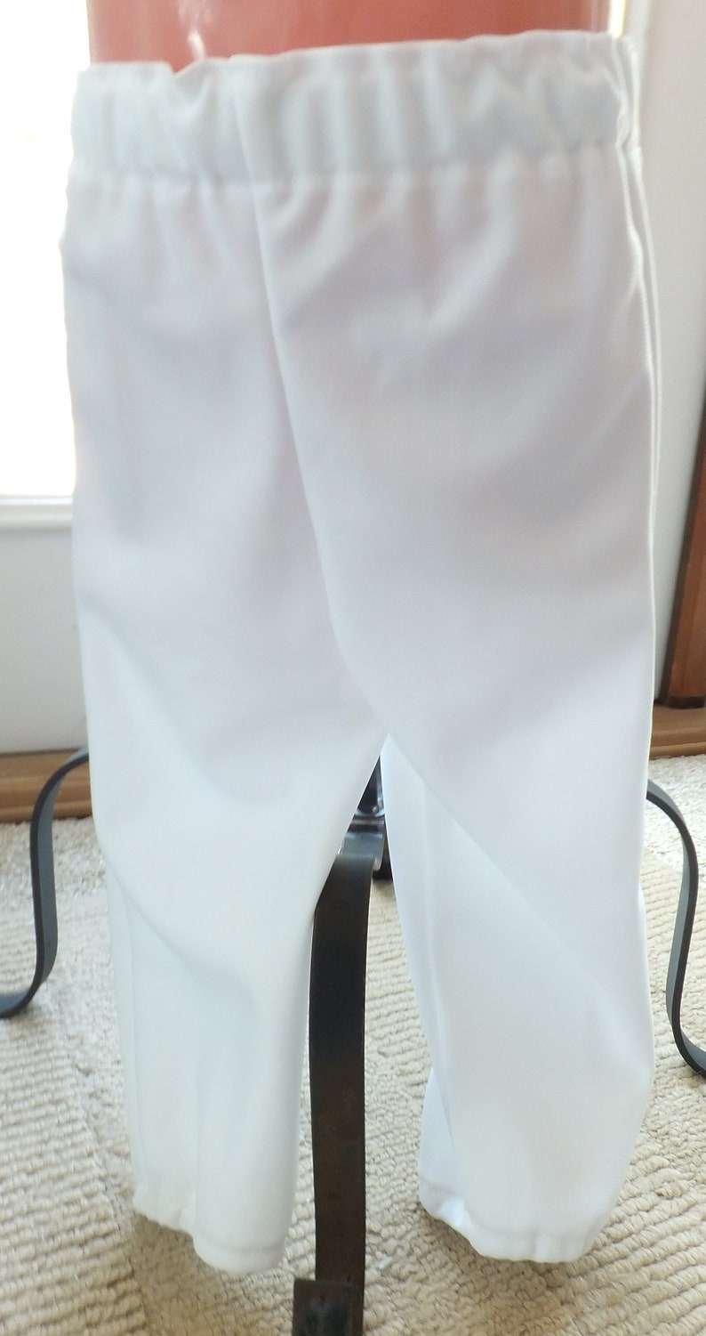 Infant White Knit baseball pants Full Length with belt loops NB, 6-12, 12-18, 18-24 month sizes. Cake smash, tball, birthday image 1