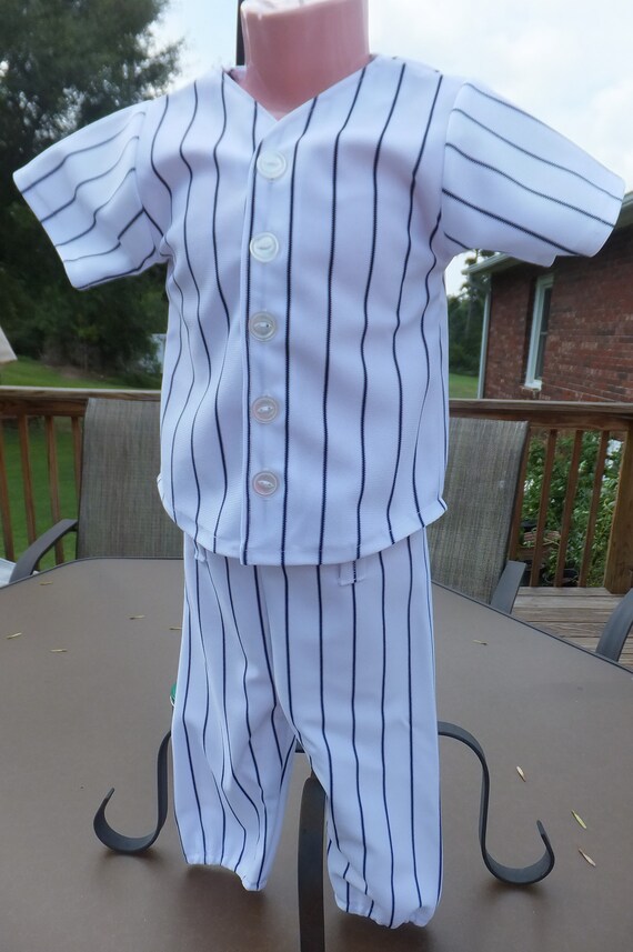pinstripe baseball jersey and pants