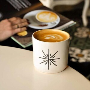 Handmade White Ceramic Mug , Minimalist Mug, Gift for Woman , Gift for Man, Mug For Gift, Star Ceramic Mug, Tea Coffee Mug