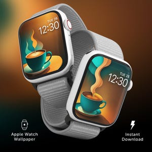 Abstract Coffee Watch Face, Coffee Cup Apple iPhone Background, Coffee Mug Wallpaper, Latte Smartwatch Screensaver, For Coffee Lovers