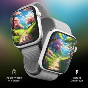 Anime Apple Watch Wallpaper, Anime Walking Path, Smartwatch Anime Hintergrund, Retro Anime Digital Watch Face, ideal für Anime Lovers Fans