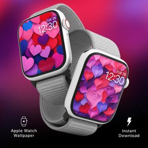 Sfondo quadrante orologio San Valentino, quadrante Apple Watch, orologio femminile, quadrante orologio cuori di carta, sfondo iPhone amore, regalo per lei