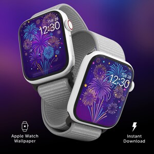 Quadrante Apple Watch di Capodanno, sfondo retrò colorato con fuochi d'artificio di Capodanno 2025, sfondo digitale per iPhone, salvaschermo per smartwatch