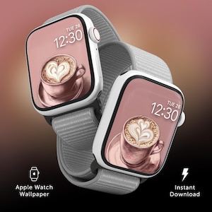Coffee Apple Watch Face Wallpaper, Cute Coffee Mug iPhone Background, Cozy Cappuccino Smartwatch Screensaver, Perfect For Coffee Lovers