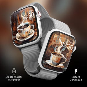 Coffee Watch Face, Coffee Cup Apple iPhone Background, Coffee Mug Wallpaper, Latte Smartwatch Screensaver, Perfect For Coffee Lovers