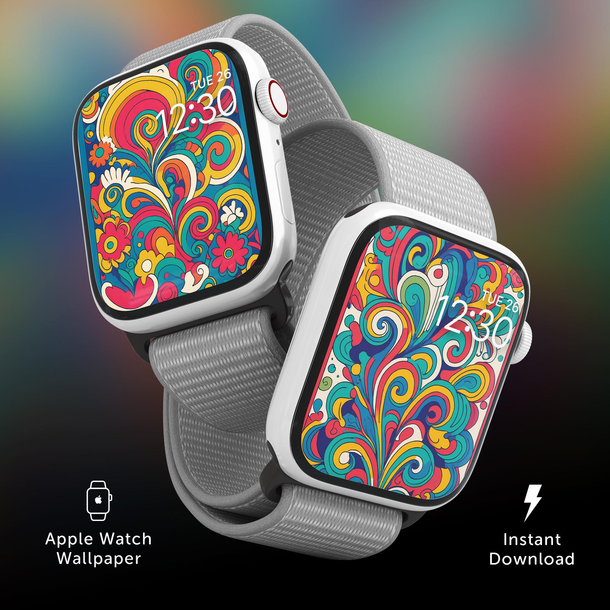 Hippie buntes Apple Watch Face Wallpaper, bunter Hintergrund für iPhone, Bildschirmschoner