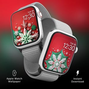 Fondo de pantalla de Apple Watch con copos de nieve navideños, esfera de reloj navideña, copos de nieve bonitos, fondo de pantalla de reloj de vacaciones de invierno, fondo festivo para reloj inteligente